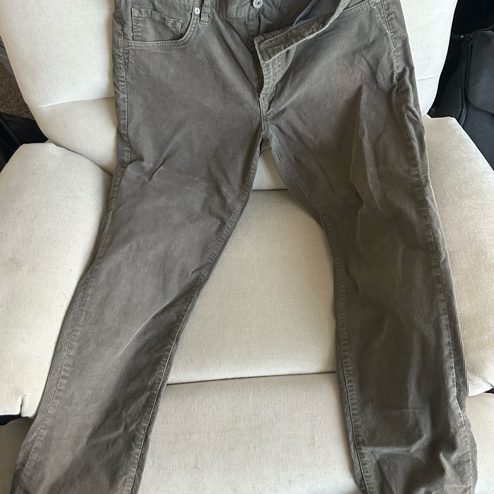 Men's Casual Olive Green Corduroy Pants